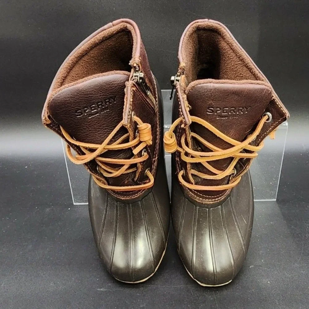 Sperry Brown Saltwater Duck Boot Womens 6M Rain Snow Winter All Weather‎ Preppy